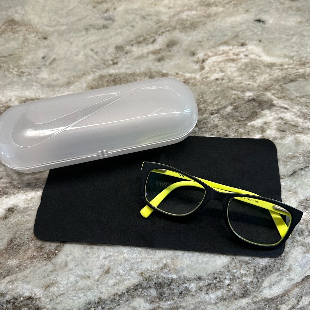 Nike Youth Kids Eyeglasses Black/Volt Full Rim Optical Frame.